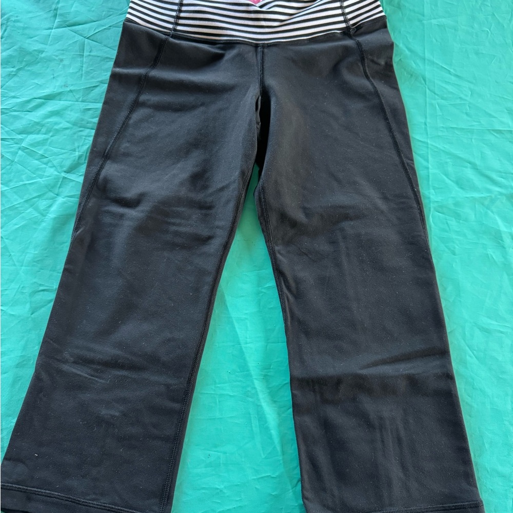 Lululemon Athletica Black Leggings with Striped Waistband